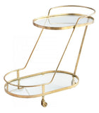 Brass Patin 30.75 Inch Tall Iron and Glass Bar Cart Made in India - Style: 7646086