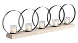 Raw Iron and Natural Wood Ohhh Five Candle Candleholder - Style: 7315482
