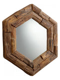 Pecan 36.5 x 32 Hexagon Frontier Specialty Wood Frame Mirror - Style: 7317108