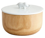 Oak Elephant 9 Inch Diameter Ceramic and Wood Vessel - Style: 7317516