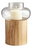 Oak Kalliope 10 Inch Tall Glass and Wood Candle Holder - Style: 7317520