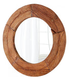 Oak 7 Inch Diameter Murray Wood Mirror Made in India - Style: 7646028
