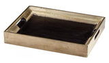 Black Vesper 21.75 Inch Wide Wood Tray Made in India - Style: 7646062