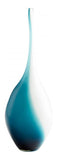 Blue And White Swirly 16.5 Inch Tall Glass Vase - Style: 7796110